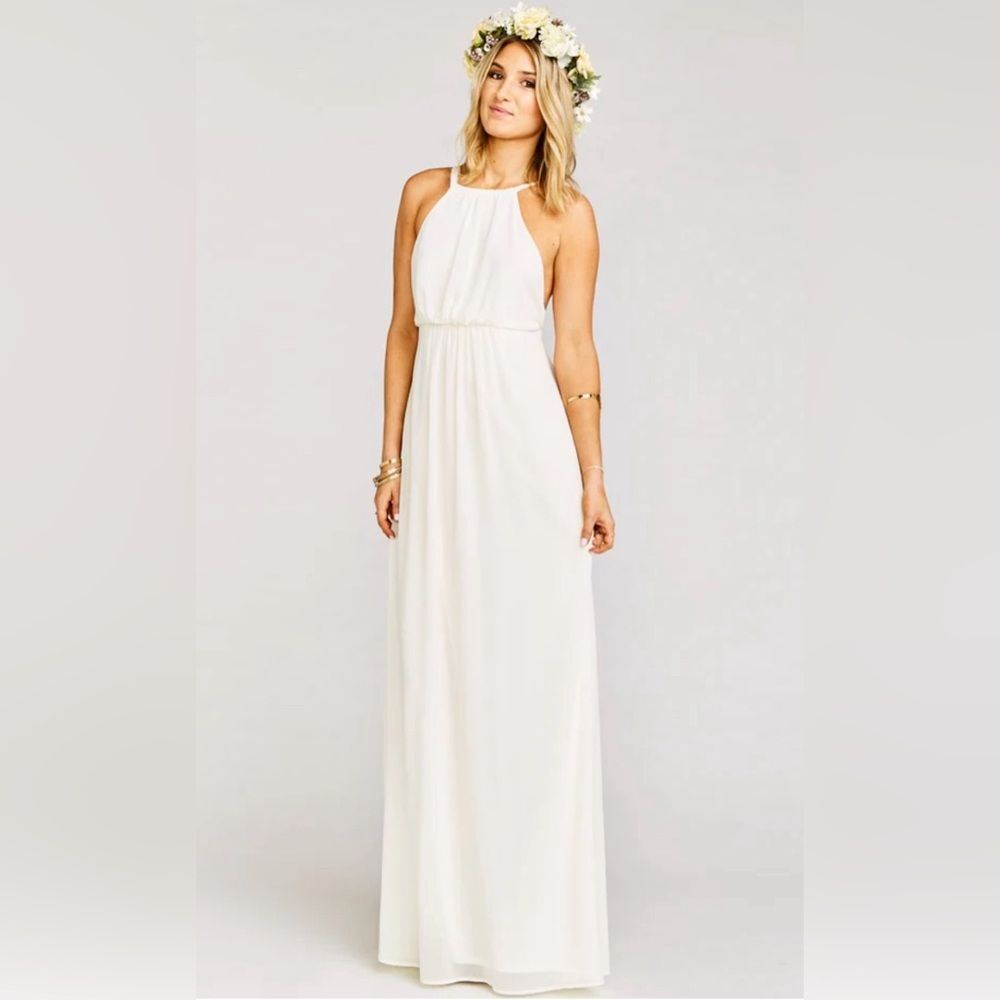 Show Me Your MuMu Amanda Halter Maxi Dress Size S White Bridal Angel Graduation